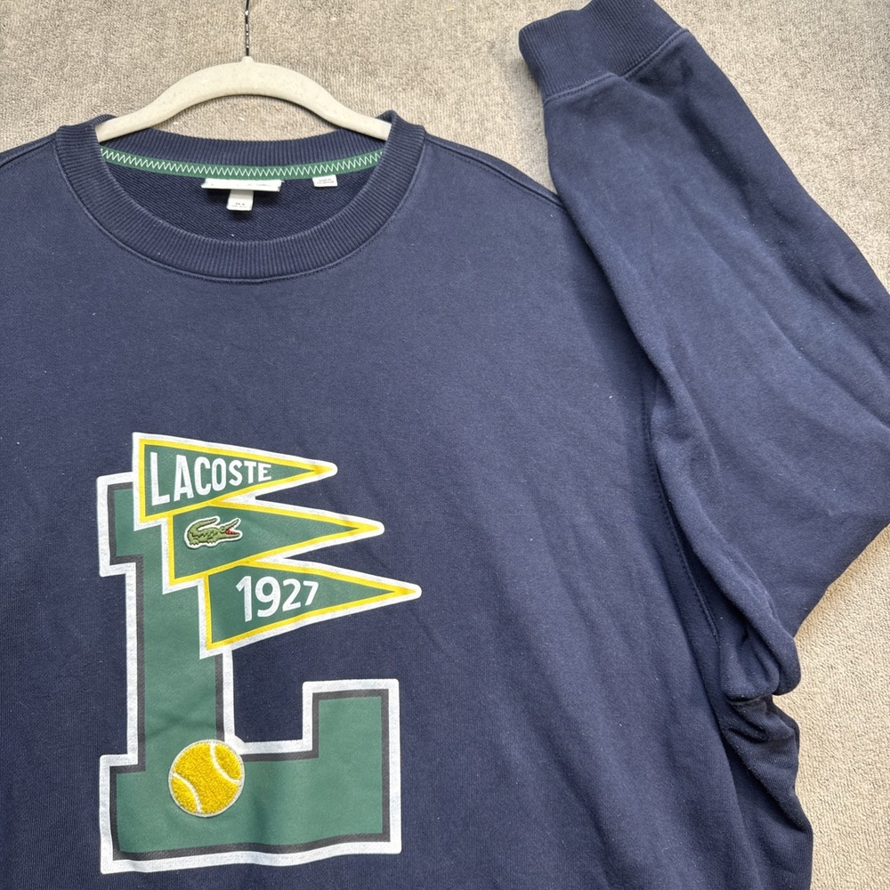 Lacoste Men's Navy Blue Tennis Graphic Sweatshirt Crewneck Pullover 4XL